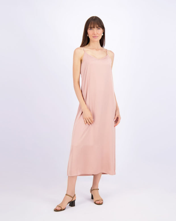 Point Satin A-Line Slip Dress